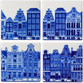 Set onderzetters Grachtenpandjes Heinen Delftsblauw