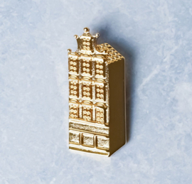 Broche Huisje Heinen Delftsblauw