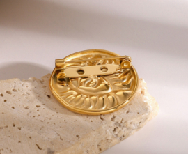Broche Retro oog, verguld