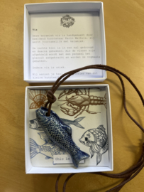 Chiclefreak Ketting Vis blauw bruin koord