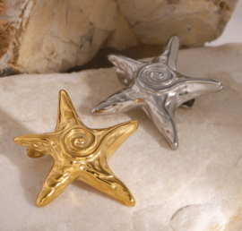 Broche Zeester, goud verguld