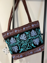 Tote Tas suède blauw/groen