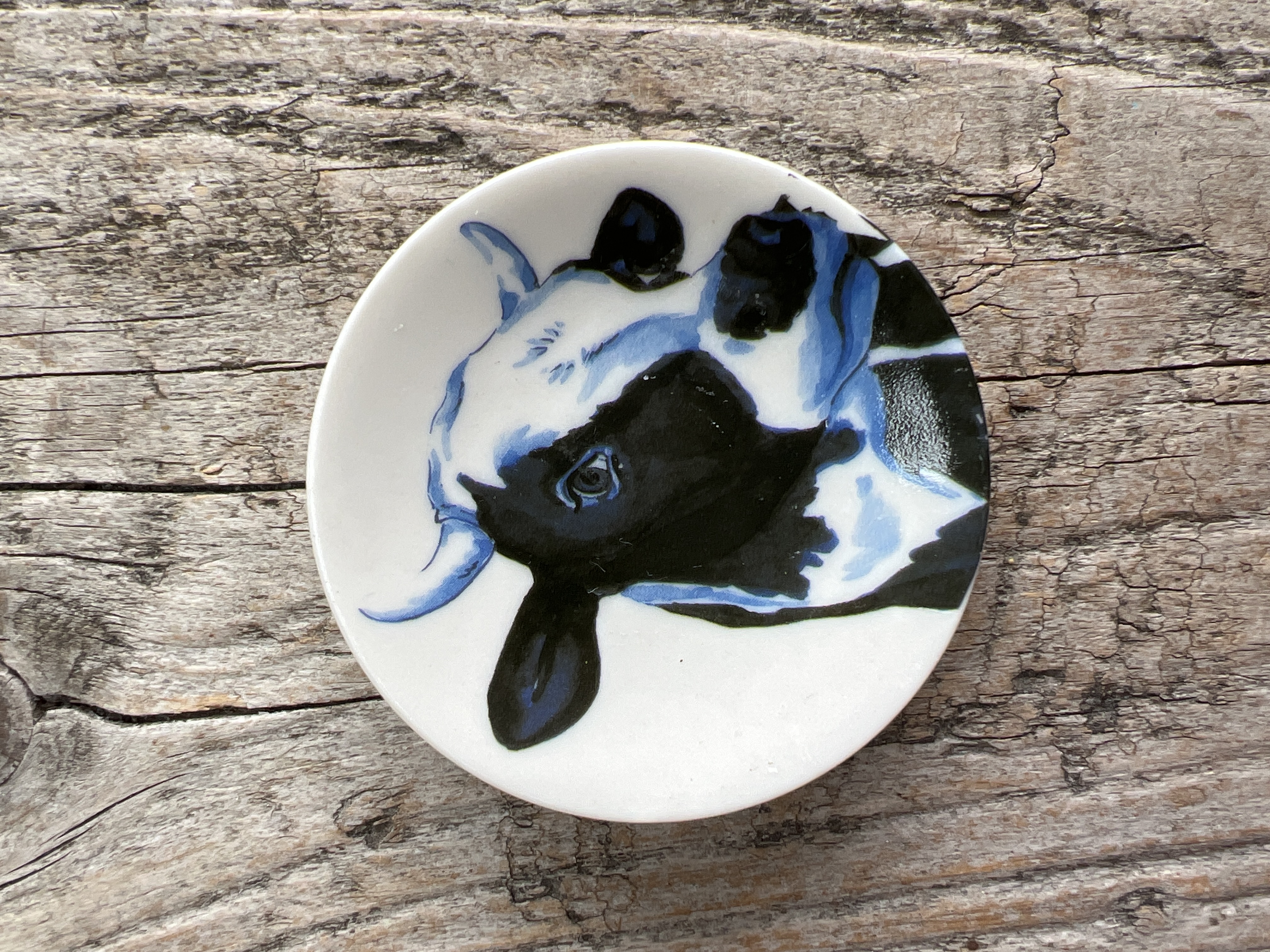Magneetbordje Koe delftsblauw