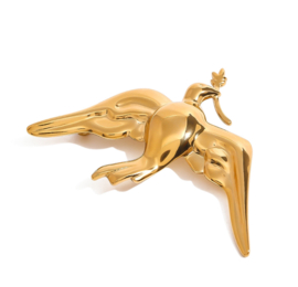 Broche Vogel (vredesduif) verguld
