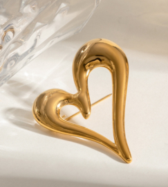 Broche Hart van goud, verguld