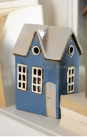 Waxinelichthuisje blauw/grijs