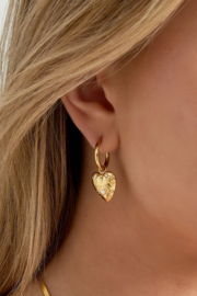 Oorbellen hart goud met parel