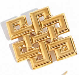 Broche Retro geometrie verguld