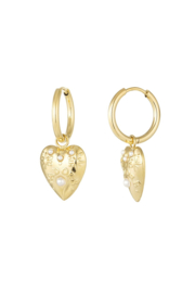 Oorbellen hart goud met parel