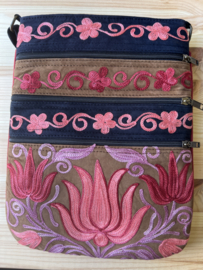 Happy Lona Tas zipper 5, (festival)tas leer suède HL2403