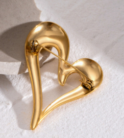 Broche Hart van goud, verguld