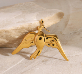 Broche Vogel (vredesduif) verguld