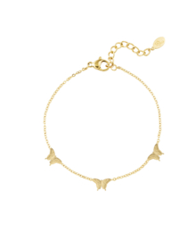 Armband 3 vlinders goudkleur