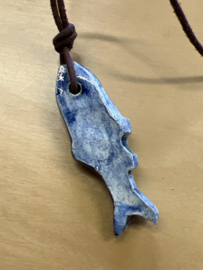 Chiclefreak Ketting Vis blauw bruin koord