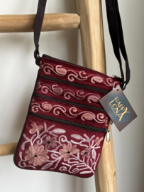 Tas zipper 5, (festival)tas van fluweel rood, HL2405