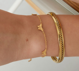Armband 3 vlinders goudkleur