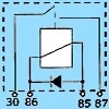 12V Mini relais (std. open met diode) 4 terminals