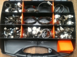 66 Delige slangklemset met organizer RVS