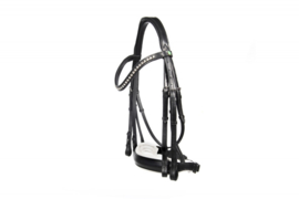 LJ Leathers Hoofdstel Stang & Trens New Pro Dressage zwart/wit -135