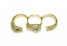 Ring Slang met Strass Steentjes