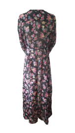 Maxi Zwarte Jurk met Romantische Bloemenprint