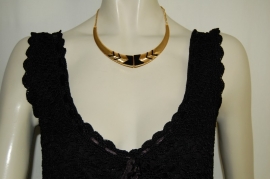 Goudkleurige Choker met Zwarte Geometrische Patronen