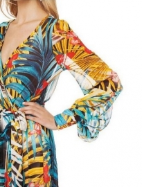 Prachtige Maxi Jurk met Exotische Planten Print