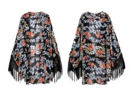 Fringe Kimono Summer met Bloemenprint en