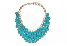 Speelse Ketting met Aqua-Blauwe Steentjes