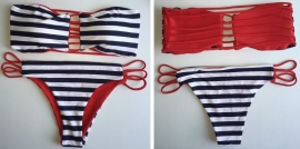 Gestreepte Bandeau Bikini