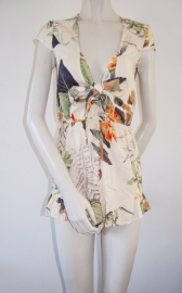 Licht beige Jumpsuit / Romper met fleurige bloemenprint