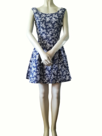 Trendy, Romantische Denim jurk met Bloemenprint