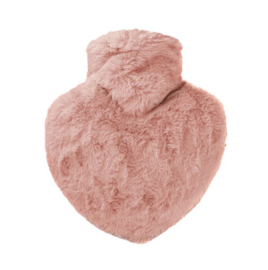 Warmwaterkruik Hartje fluffy roze 1L Hugo Frosch
