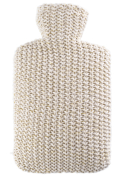 Warmwaterkruik knitted lurex goud/beige Hugo Frosch