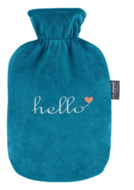 Warmwaterkruik 2L fleece blauw hello Fashy