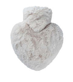 Warmwaterkruik Hartje fluffy taupe 1L Hugo Frosch