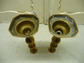 set van 2 antieke kaarsen standers