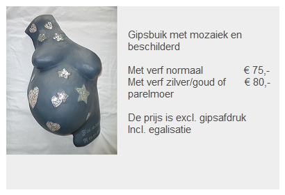 prijs gipsbuik met mozaiek en beschilderd