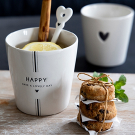 NEW Cup White / Have a Lovely Day in Black 9x9x7.5cm