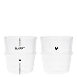 Bastion Collections waterglas - zwart Happy of Heart