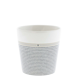Cup White/Stripes little Heart 9x9x7.5cm