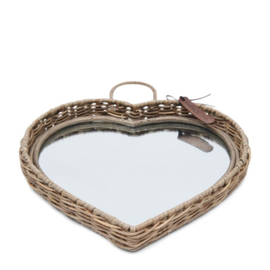 Rustic Rattan Heart Mirror