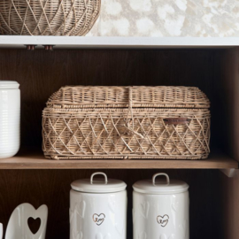 Rustic Rattan Diamond Weave Bread Baske