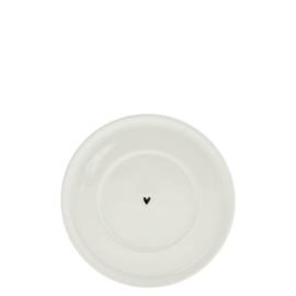 Plate Cup 15cm White/Heart in Black