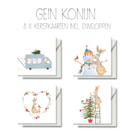 Gein Konijn kerstkaarten, 8 stuks incl. envelop