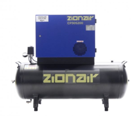 Compressor gedempt 200 liter tank - 3kW, 400V, 11 bar