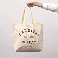 Caterpillar Cross Stitch - Tote Bag - "Eat . Sleep . Stitch"