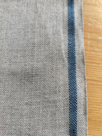 Linnen Band - linnen-kleur met blauwe streep  20 cm