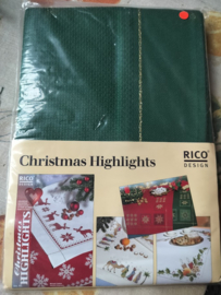 Rico Design - Tafelkleed 90 x 90 cm "Donkergroen met gouden randje"
