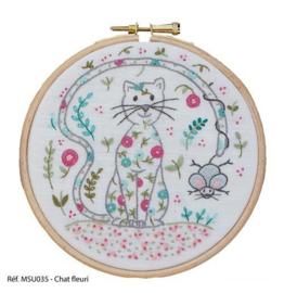 Marie Suarez - Chat fleuri (broderie traditionnelle)